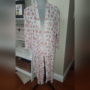 PLUS, Kimono Cover Up FEMININE Vintage look. NEW. LONG.  3XL shabby chic